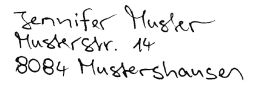 Handschrift Adress-Stempel M3